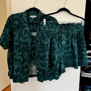 MADEWELL Linen-Blend Set - Shorts Tank Shirt Size M/L